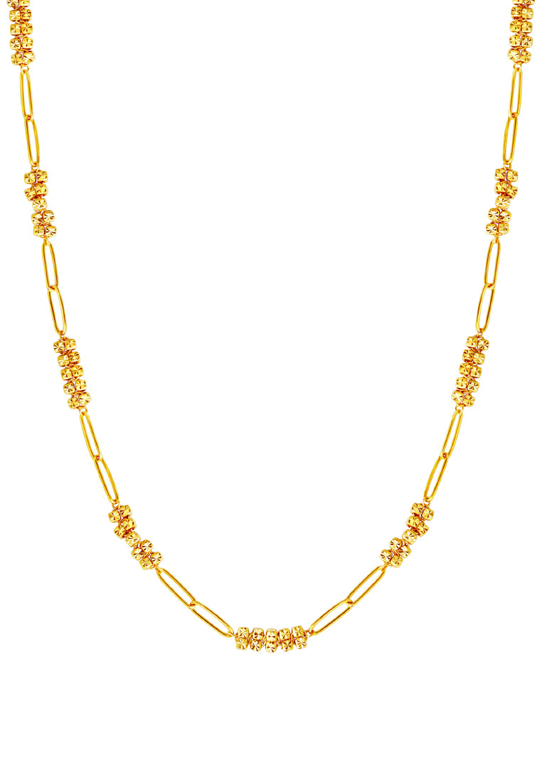 TOMEI Etched Quartet Chain Link Necklace, Yellow Gold 916