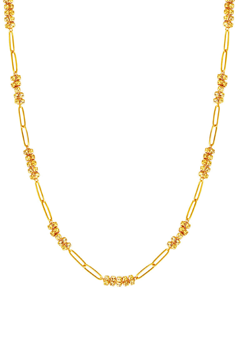 TOMEI Etched Quartet Chain Link Necklace, Yellow Gold 916