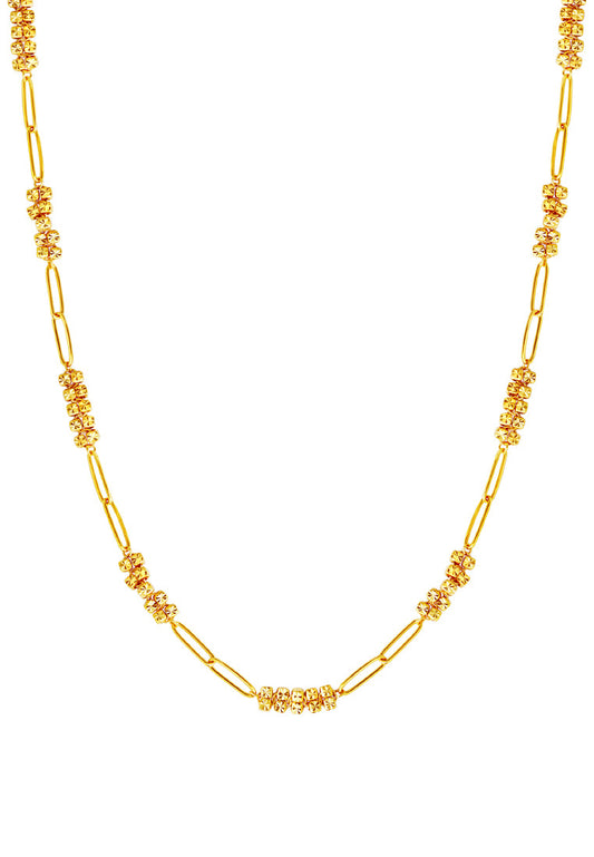 TOMEI Etched Quartet Chain Link Necklace, Yellow Gold 916