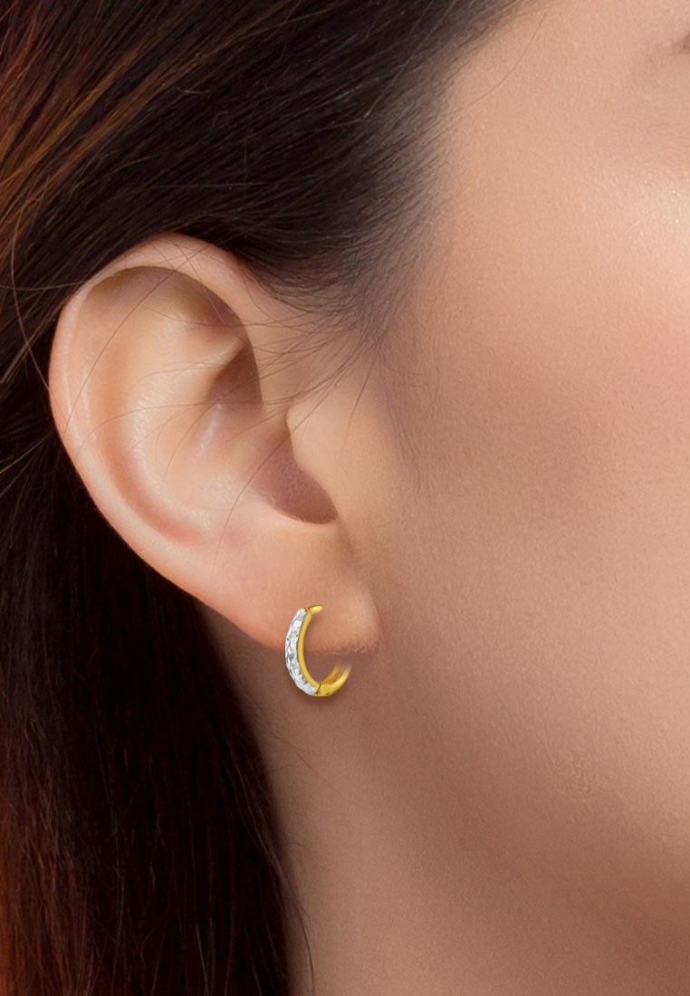 TOMEI Dual Tone Hoop Earrings, Yellow Gold 916