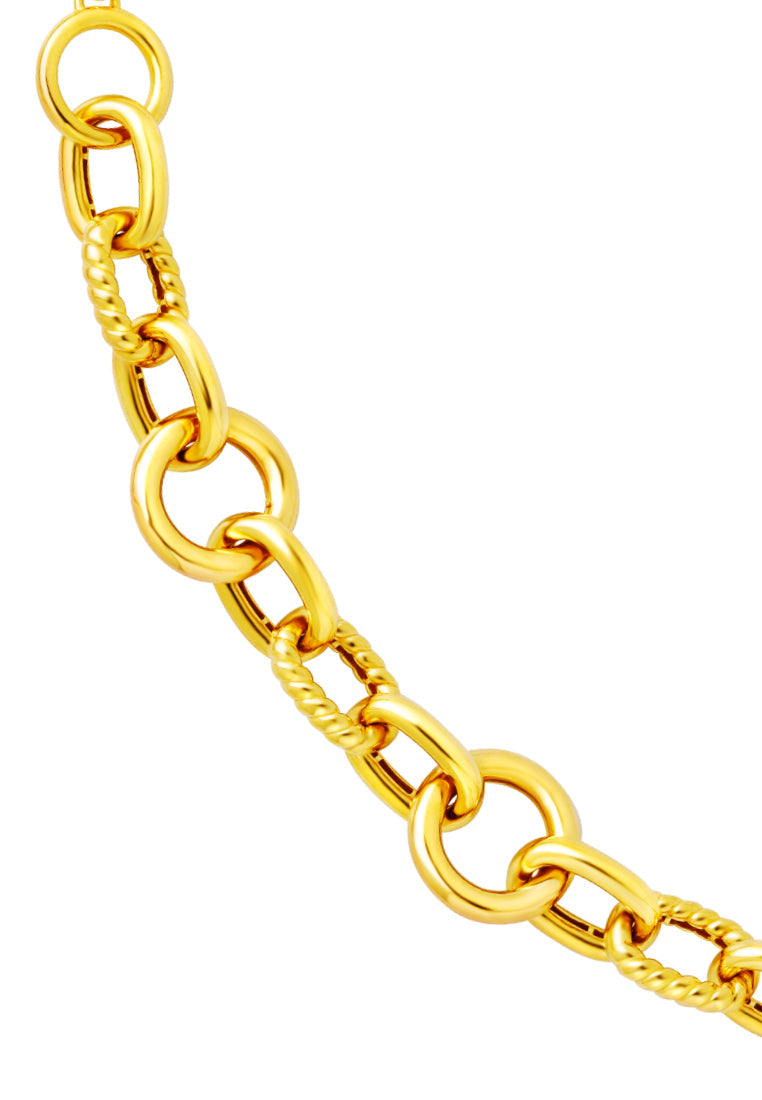 TOMEI Interlocking Ribbed Heart Bracelet, Yellow Gold 916