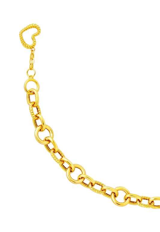 TOMEI Interlocking Ribbed Heart Bracelet, Yellow Gold 916