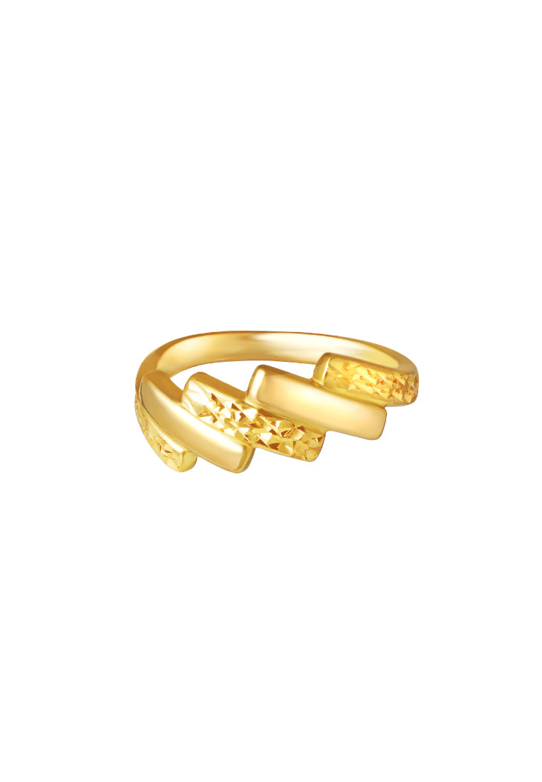 TOMEI Dual Finish Stacked Design Ring, Yellow Gold 916