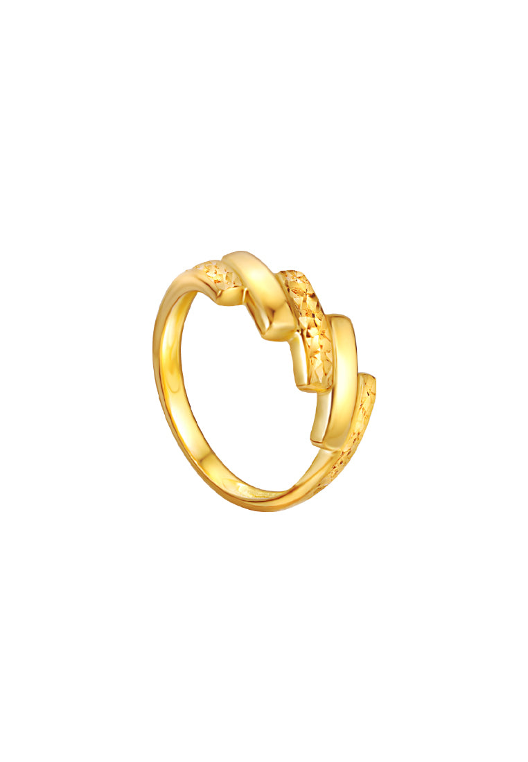 TOMEI Dual Finish Stacked Design Ring, Yellow Gold 916