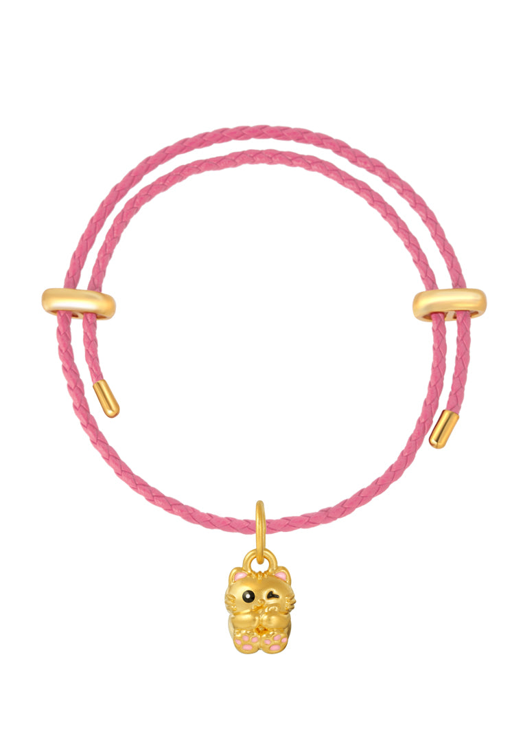 TOMEI Pink Ear Cat Charm, Yellow Gold 999 (5D)