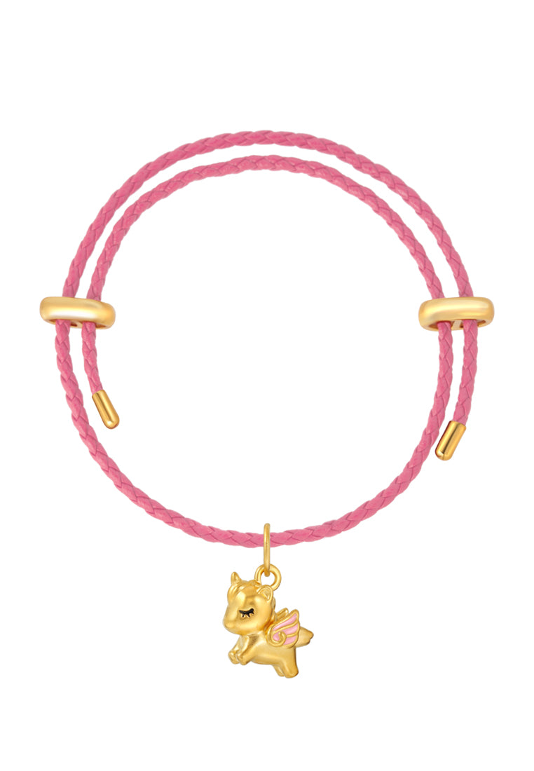 TOMEI Pink Wing Unicorn Charm, Yellow Gold 999 (5D)