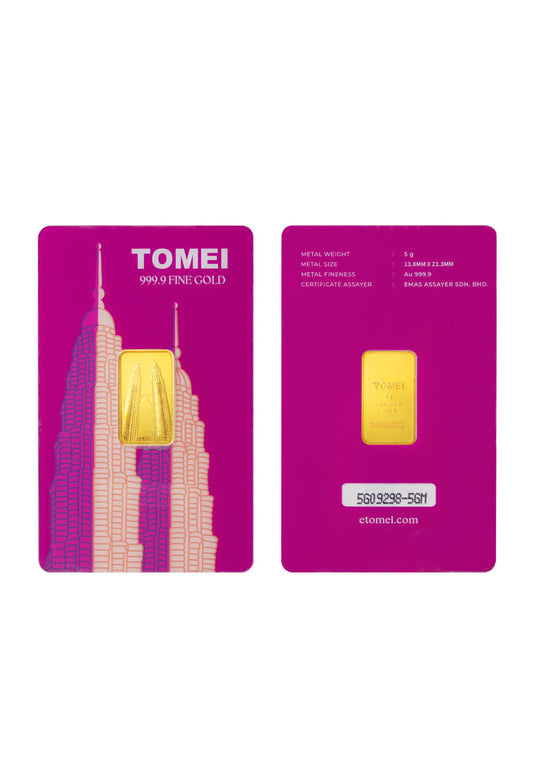 [TOMEI Exclusive]Twin Towers Gold Bar 5G | Fine Gold 9999