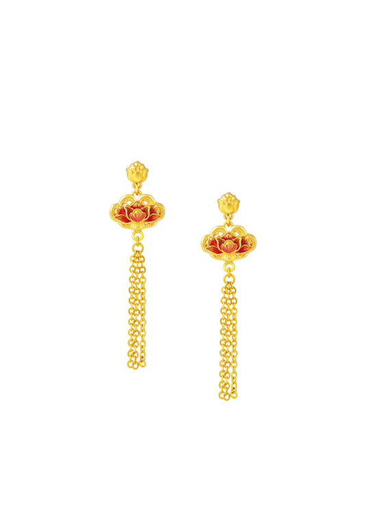 TOMEI x Xifu [国色芳华] Peony Collection, Earrings Yellow Gold 999