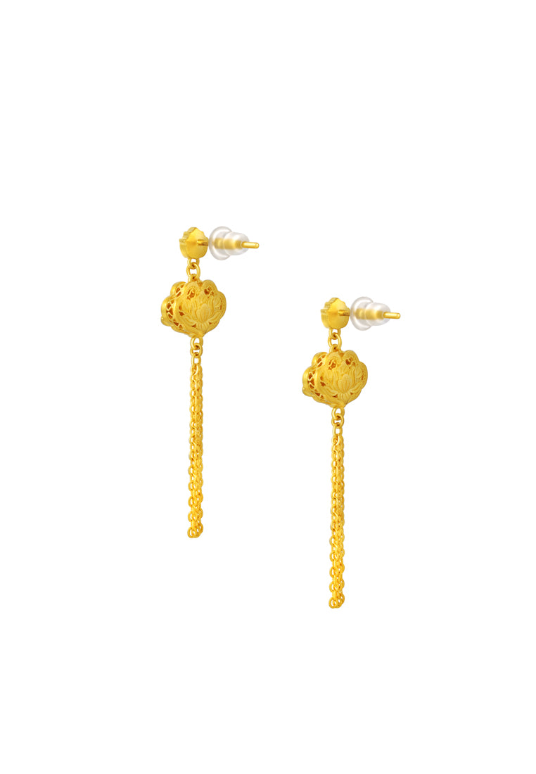 TOMEI x Xifu [国色芳华] Peony Collection, Earrings Yellow Gold 999
