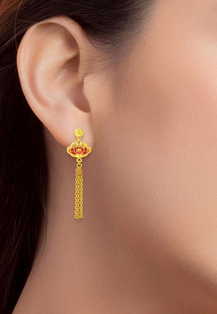 TOMEI x Xifu [国色芳华] Peony Collection, Earrings Yellow Gold 999