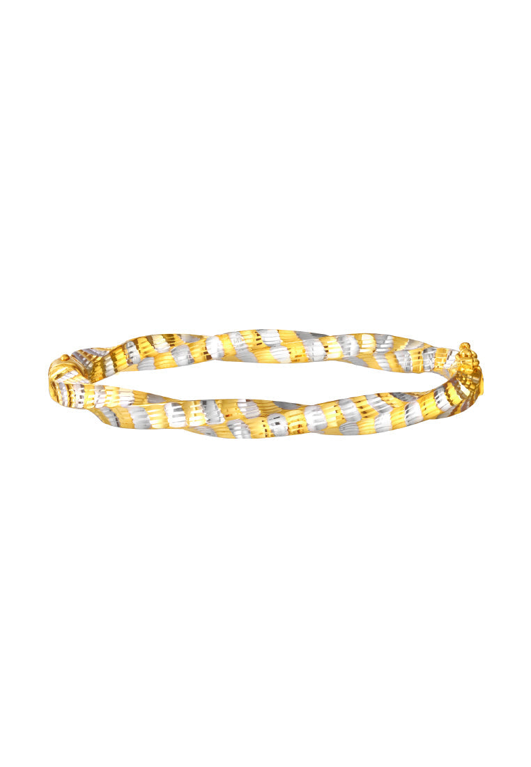 TOMEI Dual-Tone Twisted Bangle, Yellow Gold 916