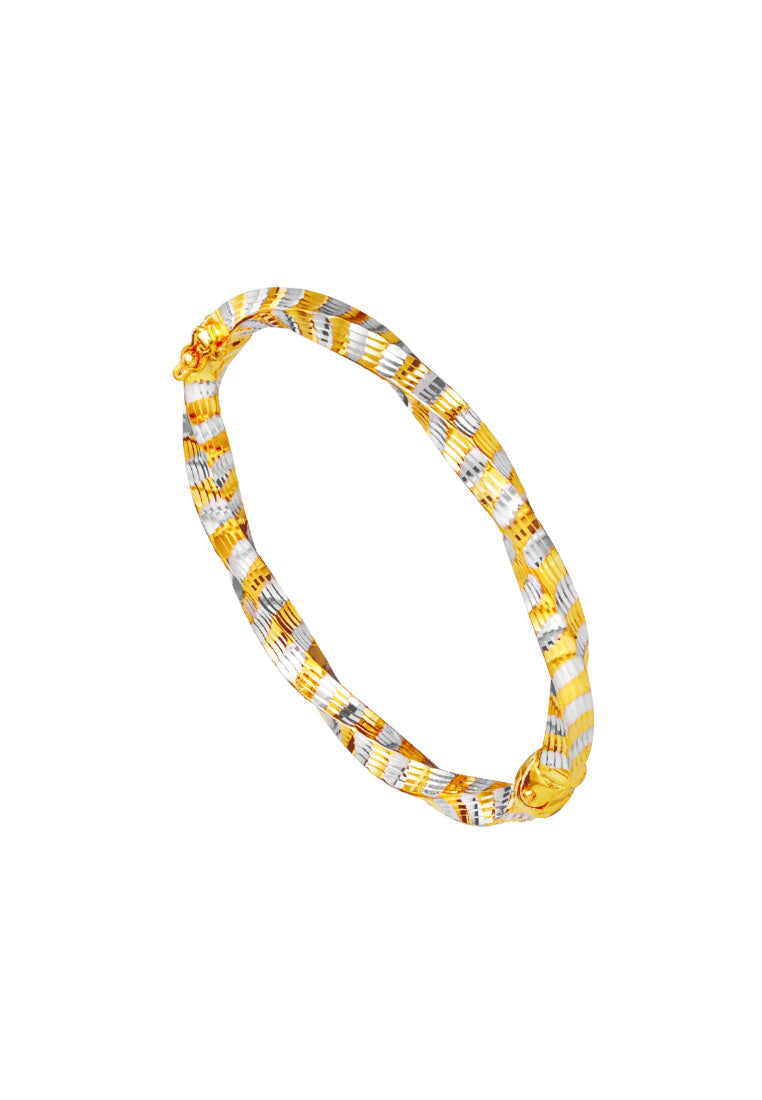 TOMEI Dual-Tone Twisted Bangle, Yellow Gold 916