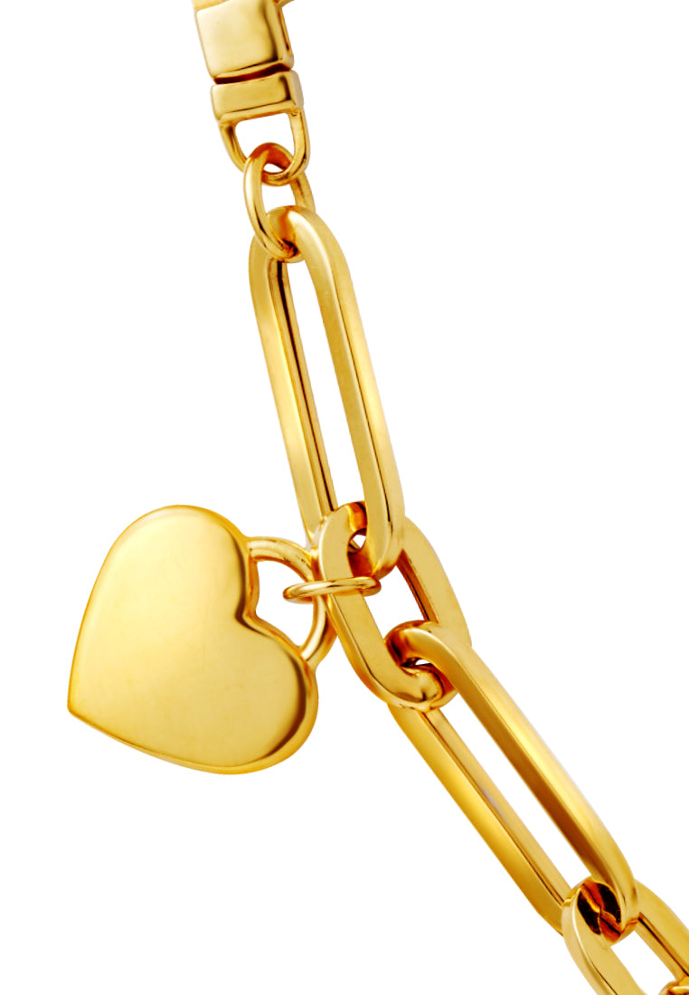 TOMEI Lusso Italia Solo Heart Chain Link Bracelet, Yellow Gold 916