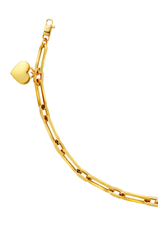 TOMEI Lusso Italia Solo Heart Chain Link Bracelet, Yellow Gold 916