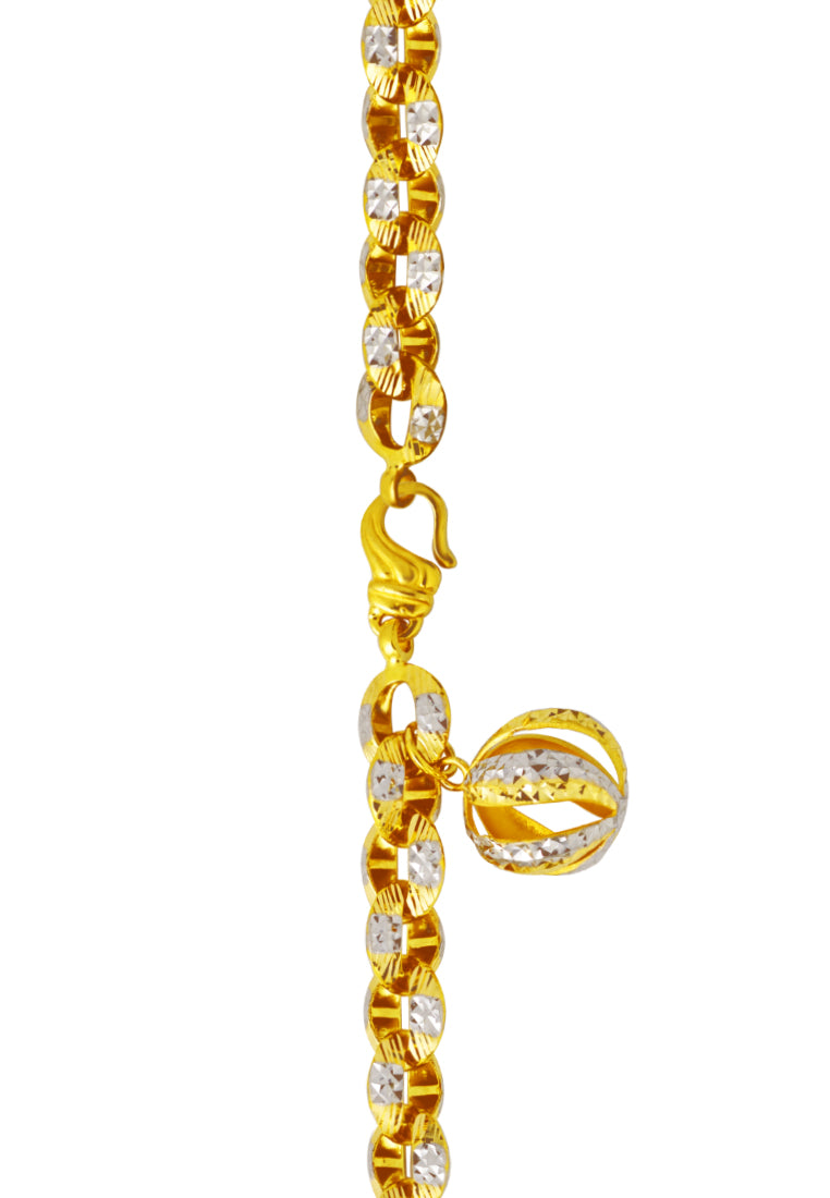 TOMEI Dual-Tone Twinkling Ball Bracelet, Yellow Gold 916