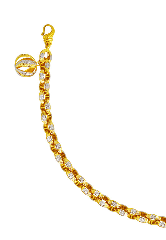 TOMEI Dual-Tone Twinkling Ball Bracelet, Yellow Gold 916