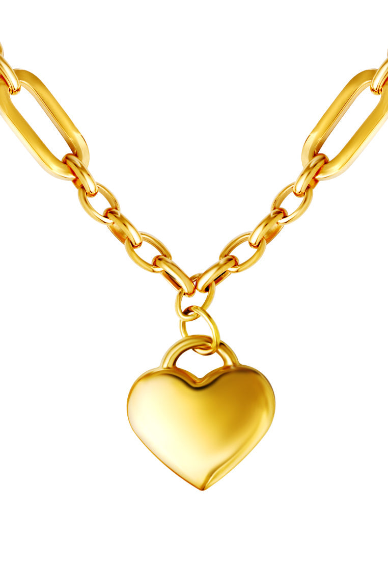 TOMEI Lusso Italia Chain Linked Heart Necklace, Yellow Gold 916