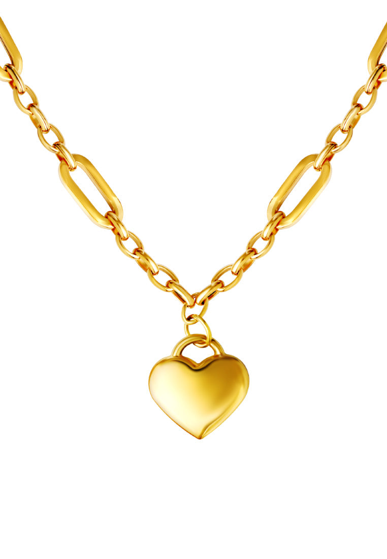 TOMEI Lusso Italia Chain Linked Heart Necklace, Yellow Gold 916