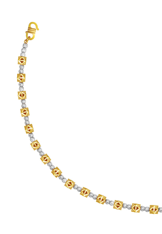 TOMEI Dual-Tone Hexagon Ball Bracelet, Yellow Gold 916