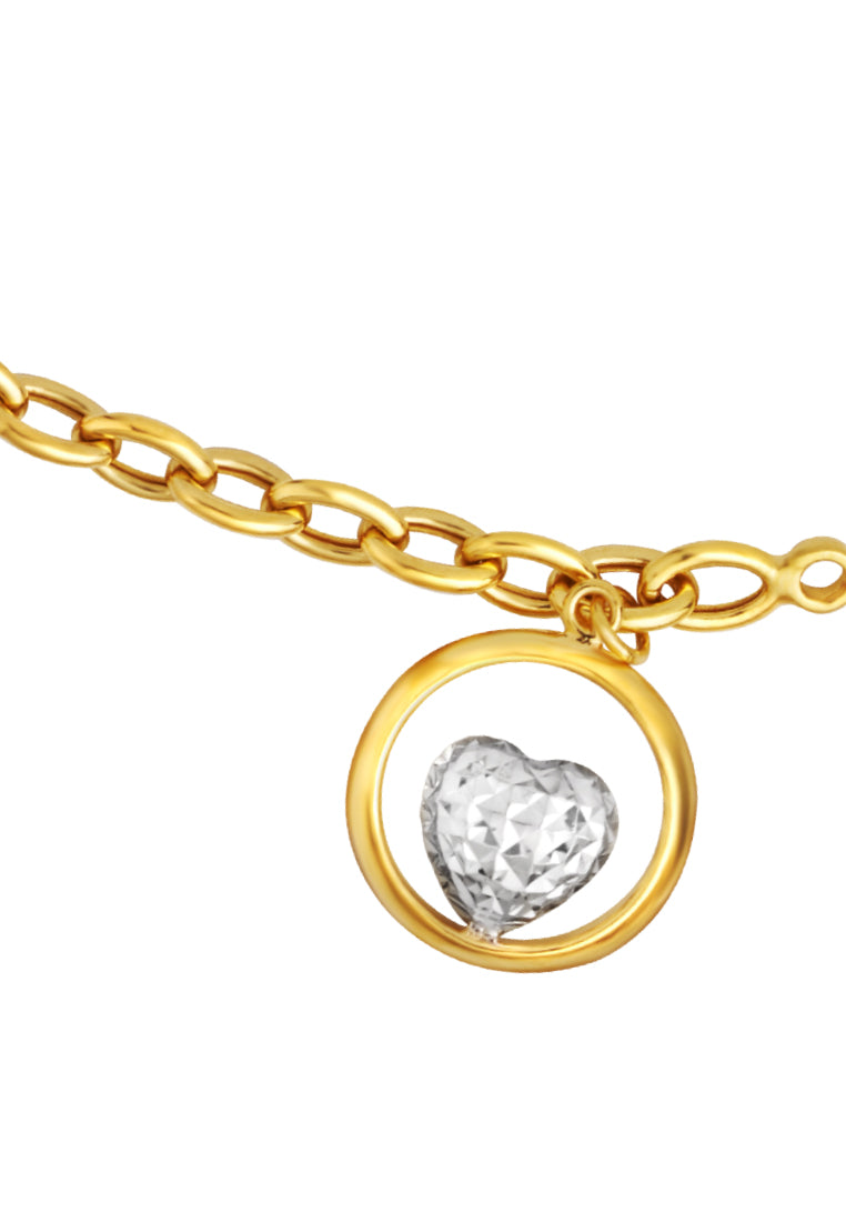 TOMEI Heart in a Circle Bracelet, Yellow Gold 916
