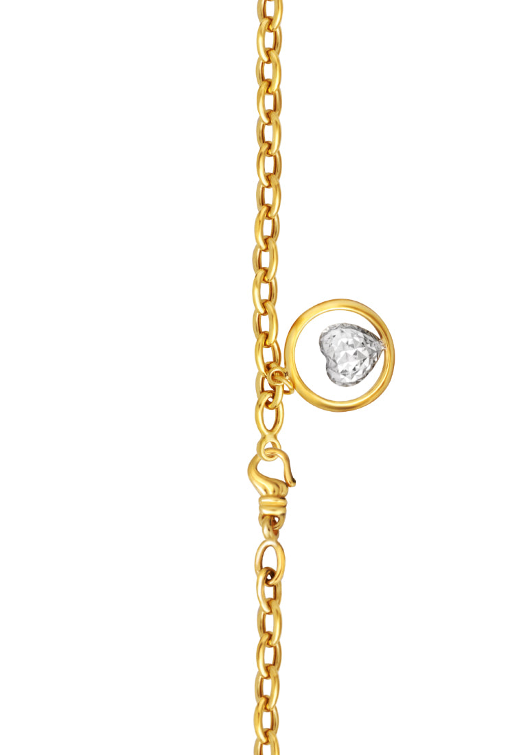 TOMEI Heart in a Circle Bracelet, Yellow Gold 916