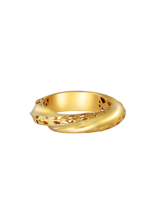 TOMEI Lusso Italia Entwined Filigree Leaf Ring, Yellow Gold 916