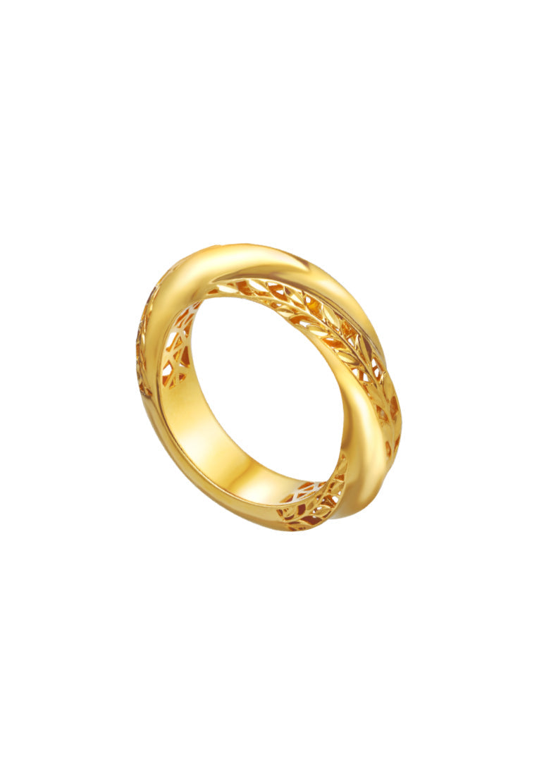 TOMEI Lusso Italia Entwined Filigree Leaf Ring, Yellow Gold 916