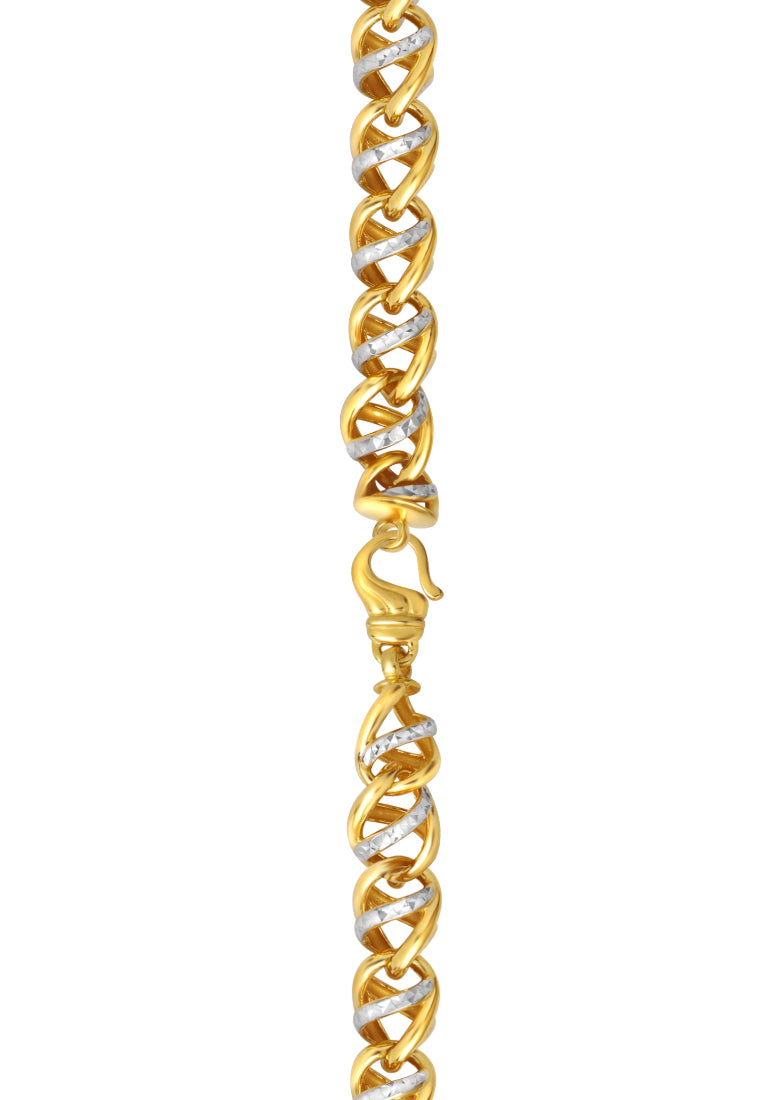 TOMEI Dual-Tone Spiral Bracelet, Yellow Gold 916