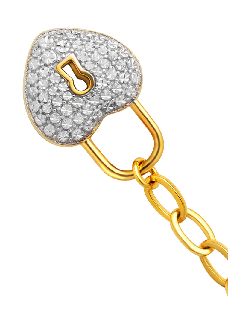 TOMEI Diamond Cut Collection Love Lock Bracelet, Yellow Gold 916