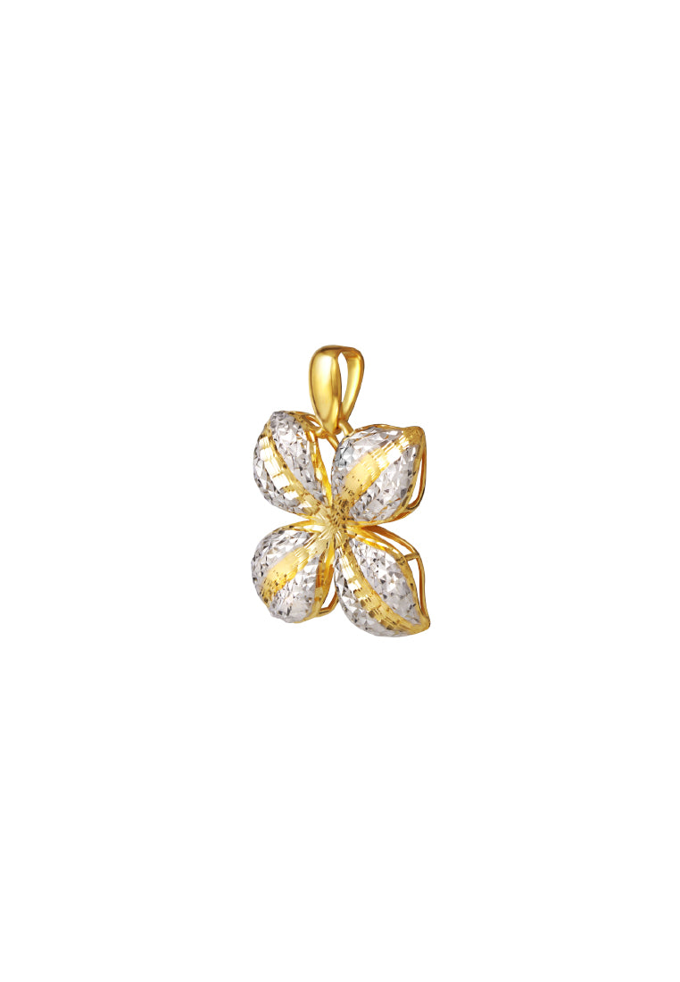 TOMEI Dual-Tone Flower Pendant, Yellow Gold 916