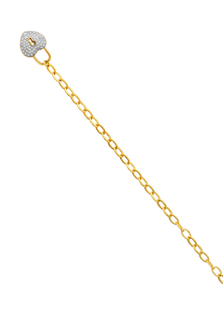 TOMEI Diamond Cut Collection Love Lock Bracelet, Yellow Gold 916