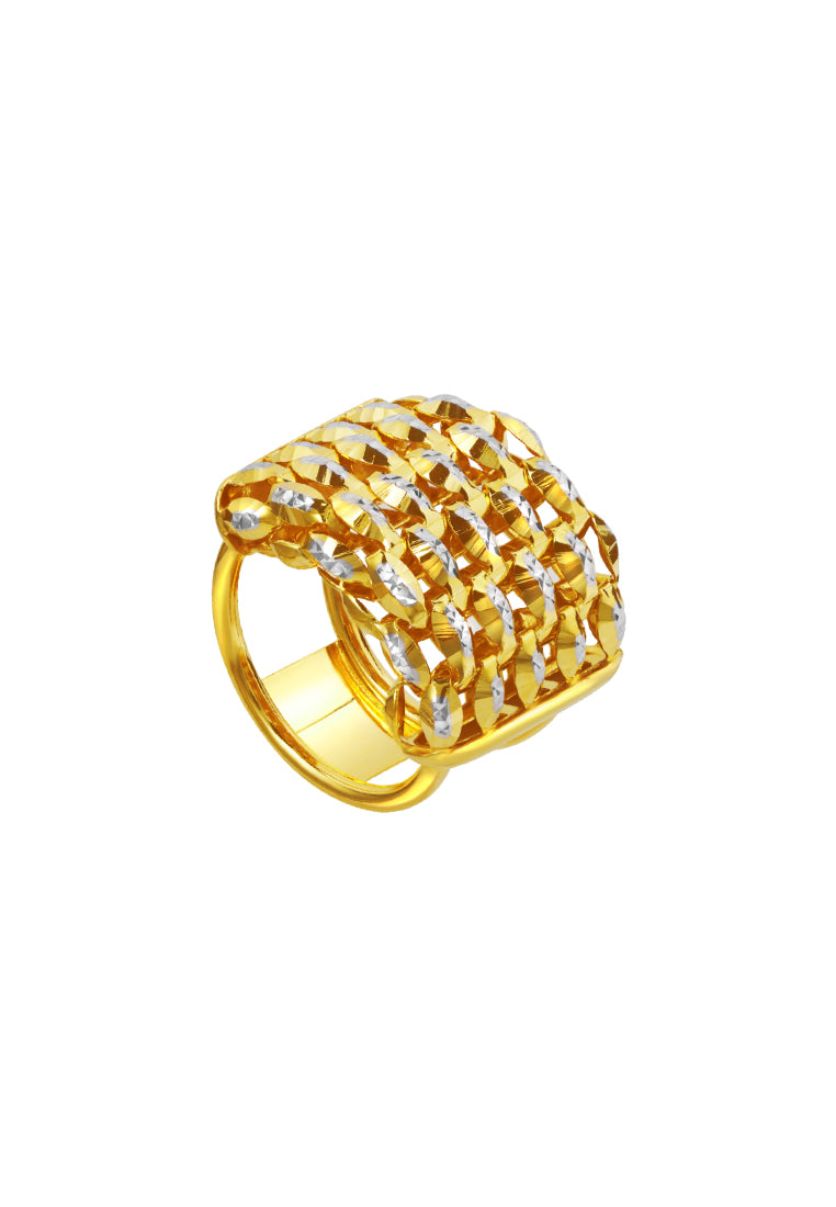 TOMEI Glimmering Layered Ring, Yellow Gold 916