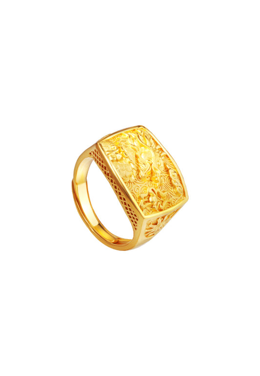 TOMEI Dragon Men Ring, Yellow Gold 999