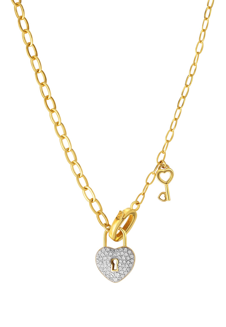 TOMEI Diamond Cut Collection Love Lock Necklace, Yellow Gold 916