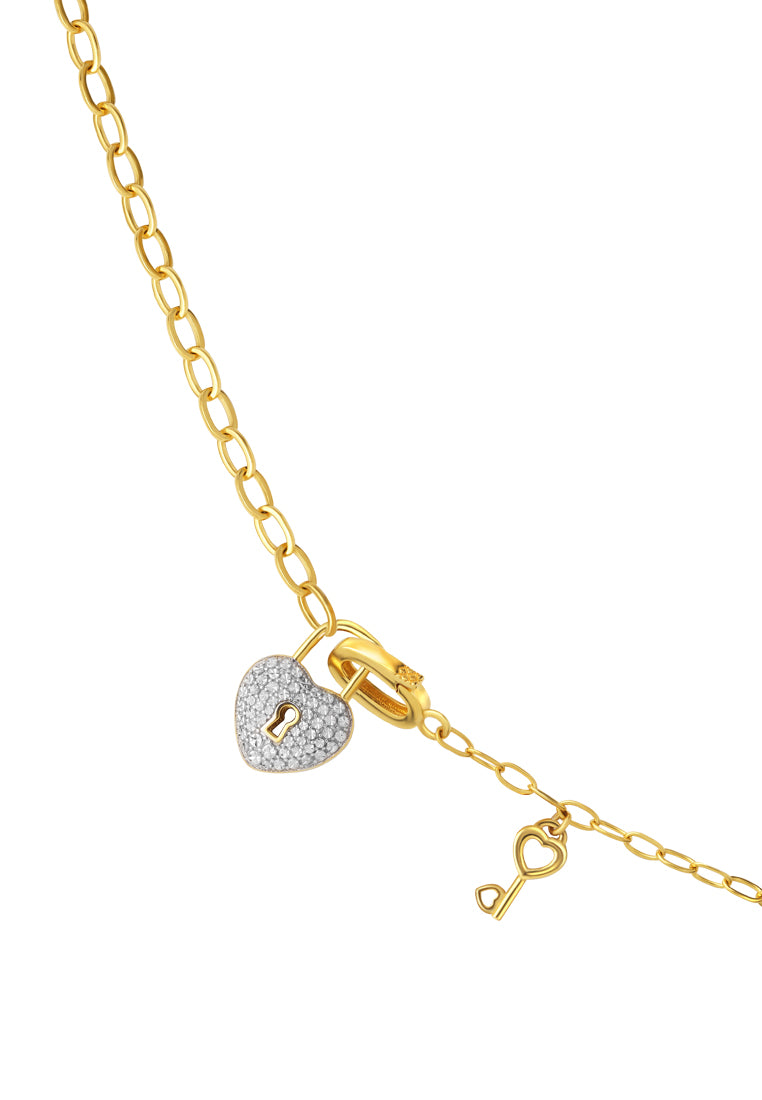 TOMEI Diamond Cut Collection Love Lock Necklace, Yellow Gold 916