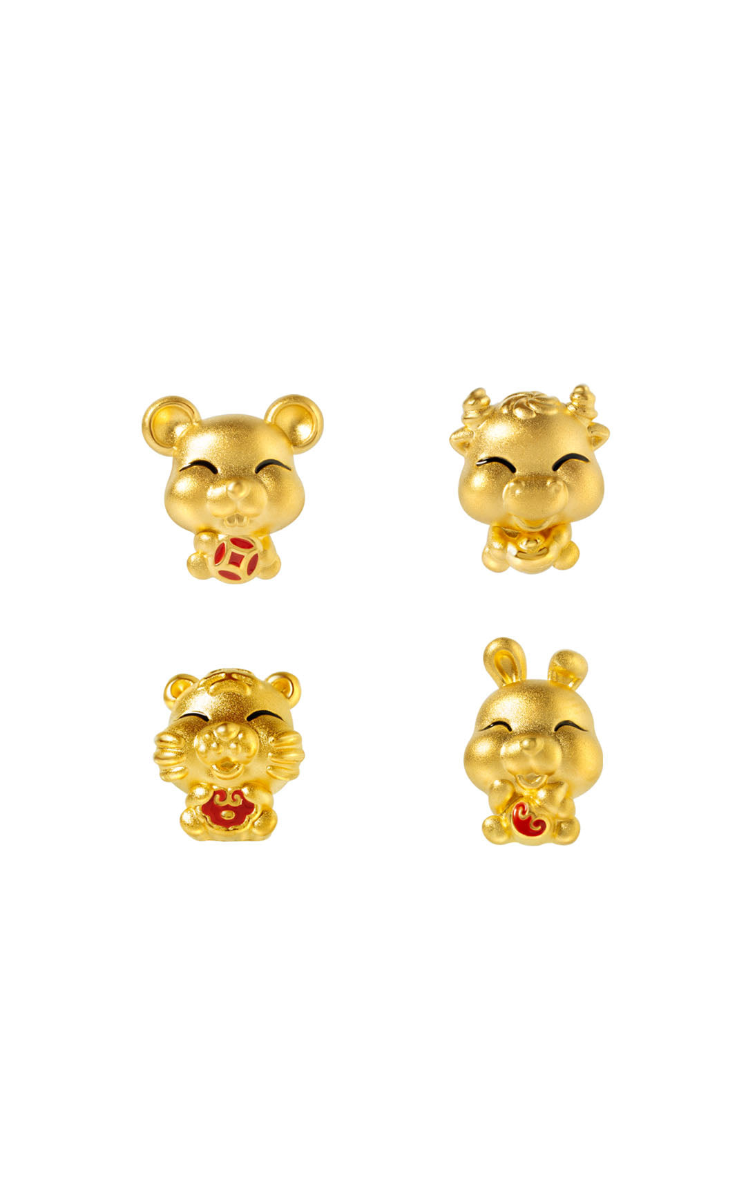 TOMEI [2026 Edition] Chubby Zodiac Charm with Red Rope Bracelet, Yellow Gold 999