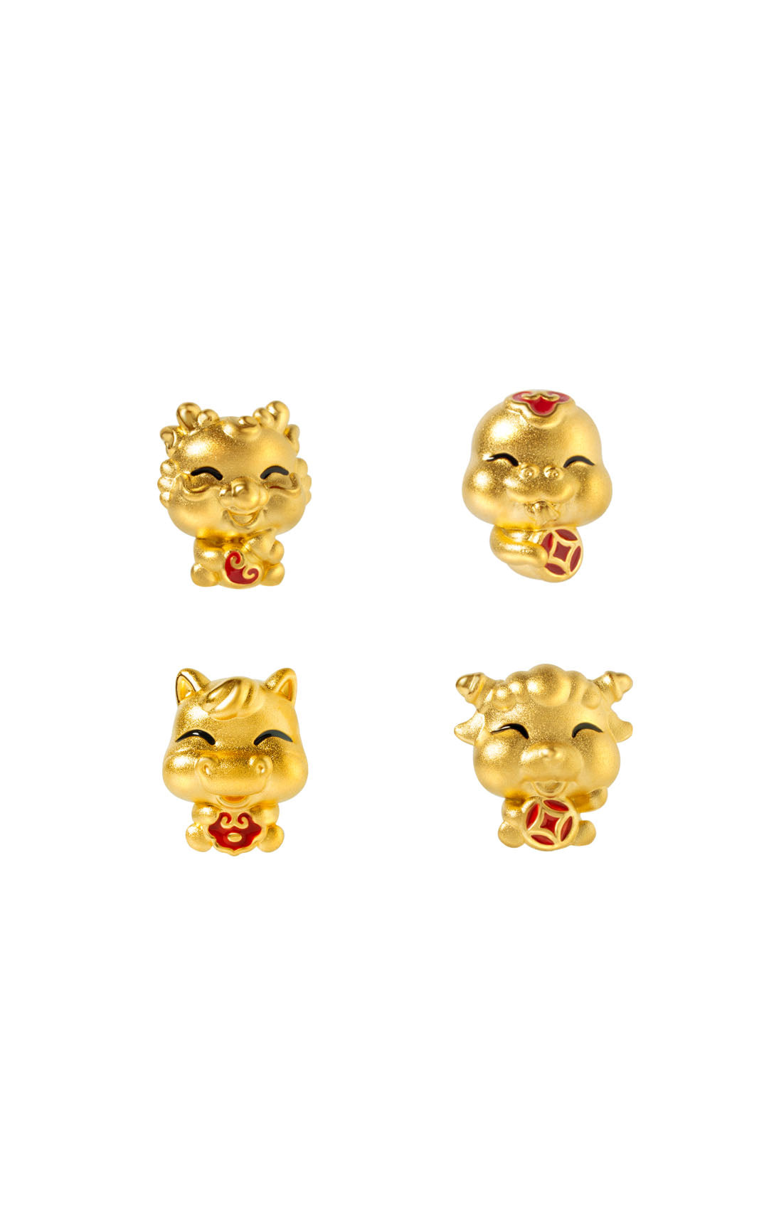TOMEI [2026 Edition] Chubby Zodiac Charm with Red Rope Bracelet, Yellow Gold 999