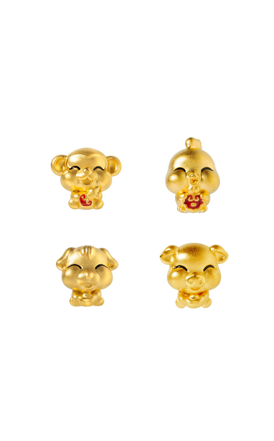 TOMEI [2026 Edition] Chubby Zodiac Charm with Red Rope Bracelet, Yellow Gold 999