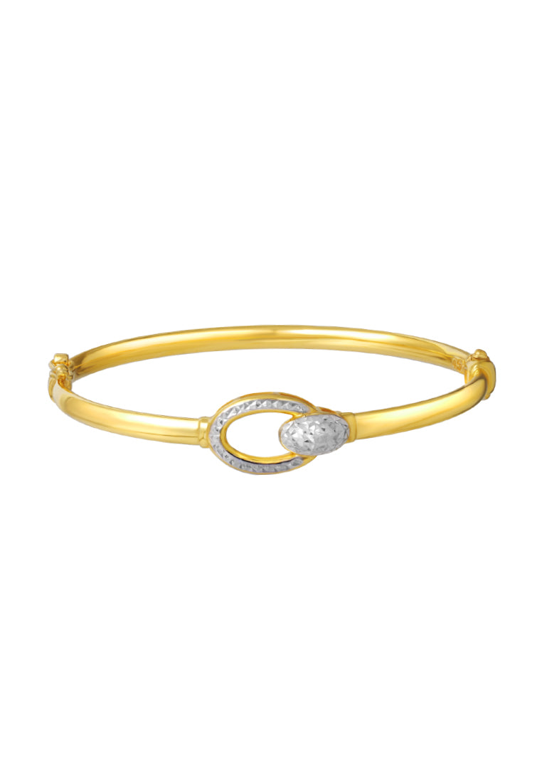 TOMEI Dual-Tone Buckle Bangle, Yellow Gold 916