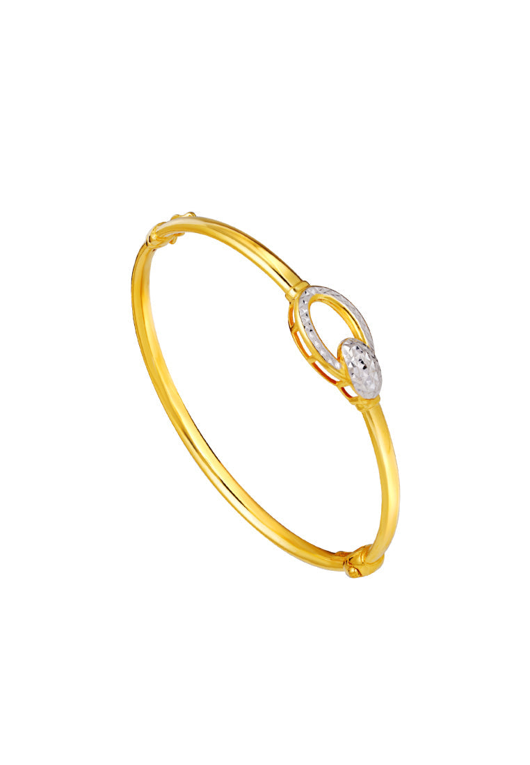 TOMEI Dual-Tone Buckle Bangle, Yellow Gold 916