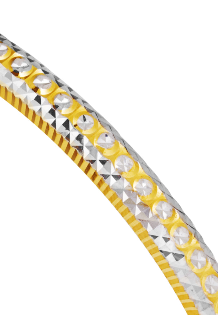 TOMEI Dual-Tone Thin Bangle, Yellow Gold 916