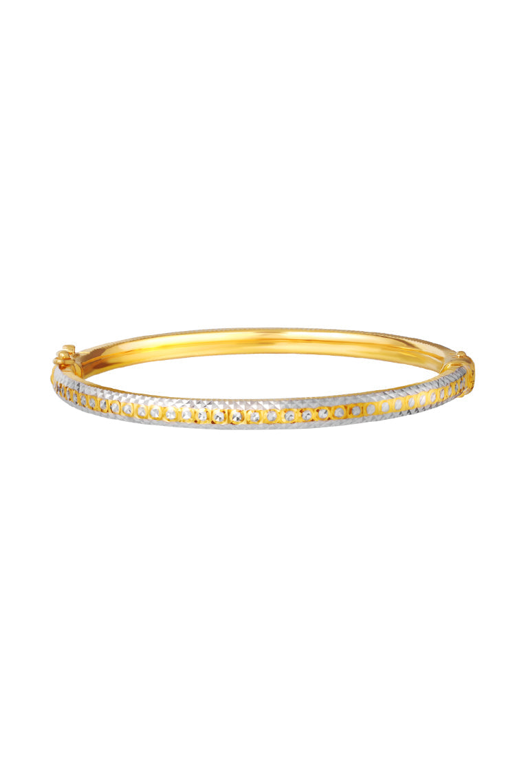 TOMEI Dual-Tone Thin Bangle, Yellow Gold 916