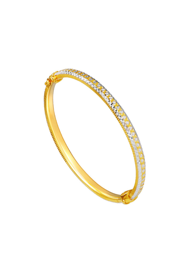 TOMEI Dual-Tone Thin Bangle, Yellow Gold 916