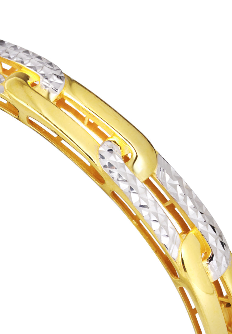 TOMEI Dual-Tone Loop-Link Bangle, Yellow Gold 916