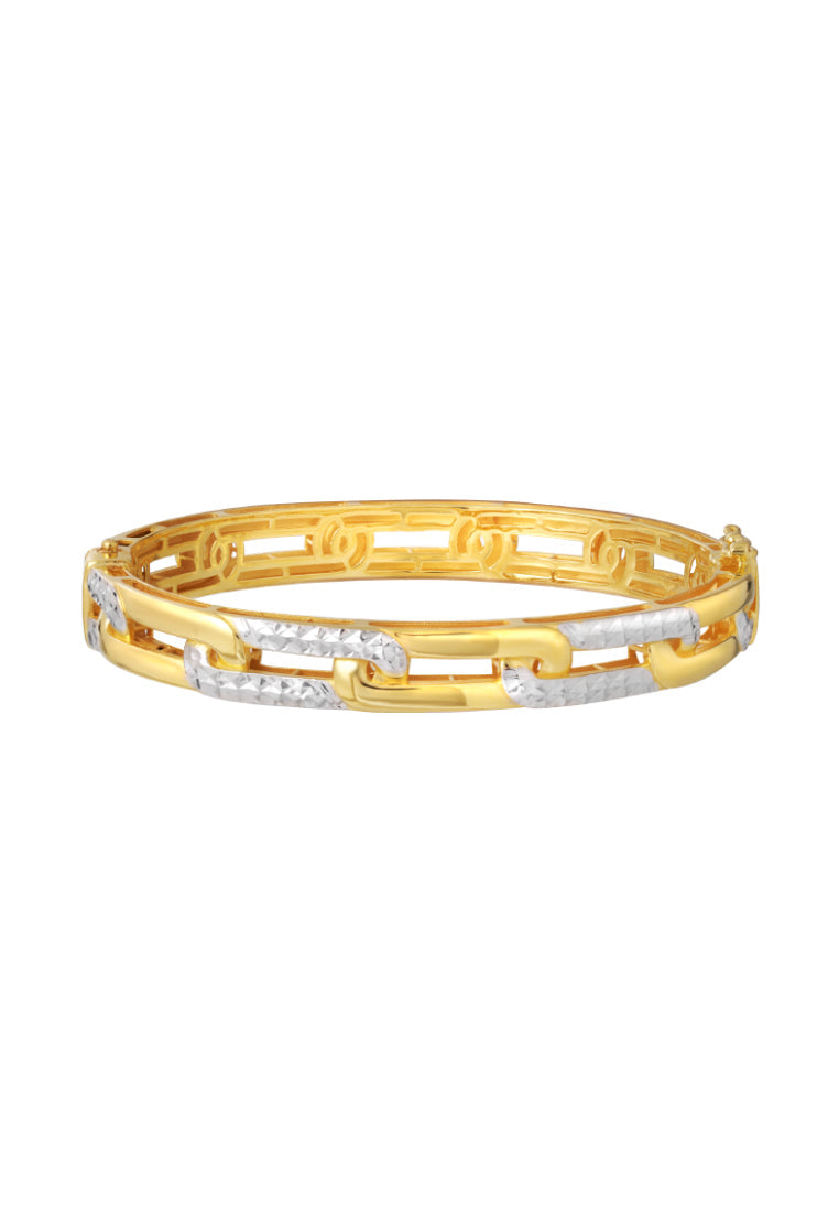 TOMEI Dual-Tone Loop-Link Bangle, Yellow Gold 916