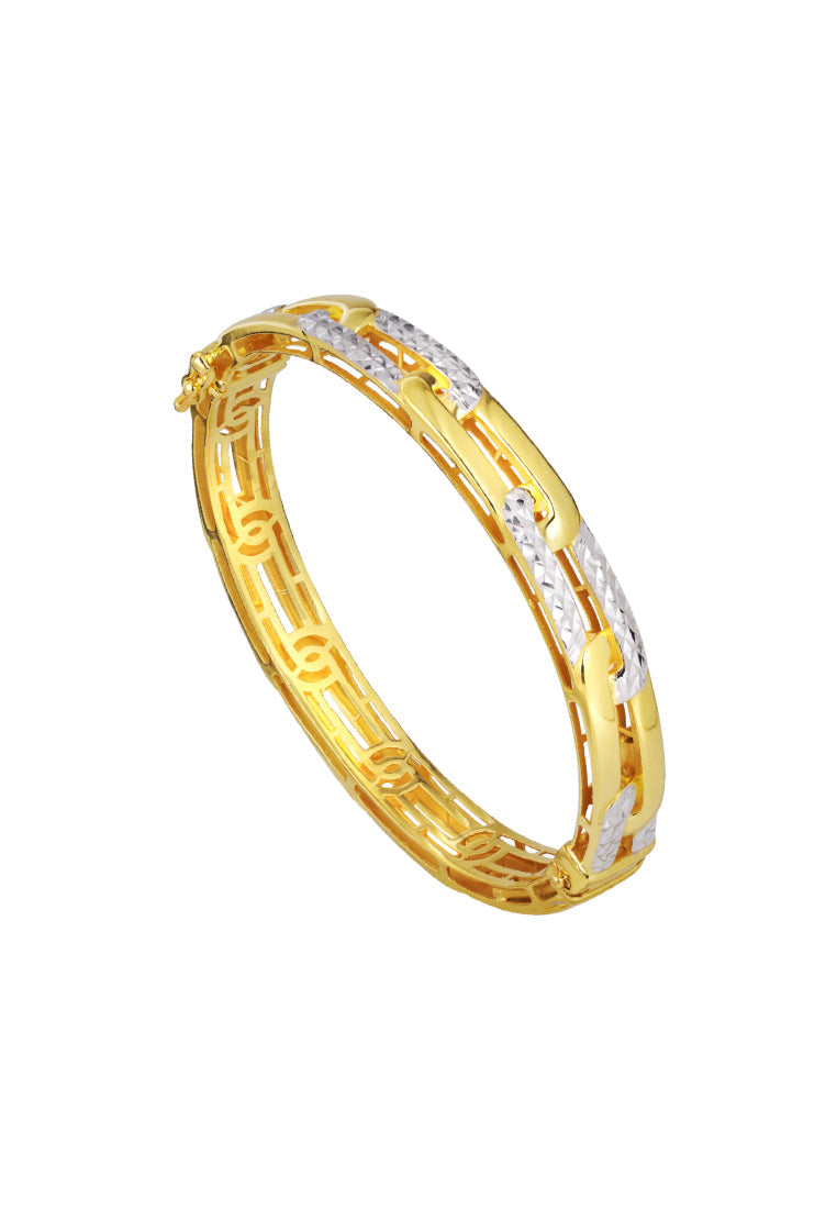 TOMEI Dual-Tone Loop-Link Bangle, Yellow Gold 916