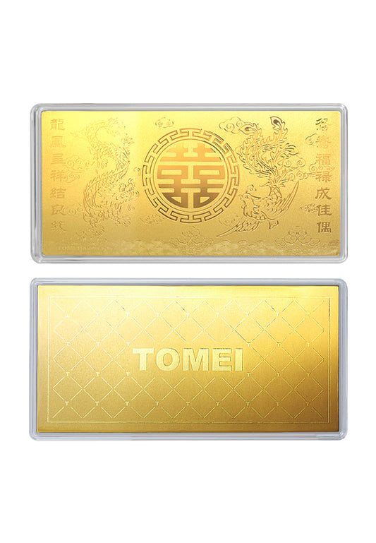 TOMEI Dragon Phoenix Wedding Gold Foil 1G, Yellow Gold 9999