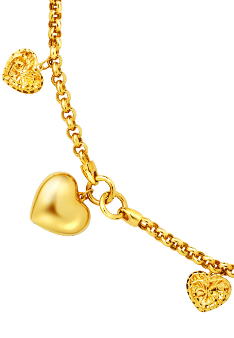 TOMEI I-Love-U Bracelet, Yellow Gold 916