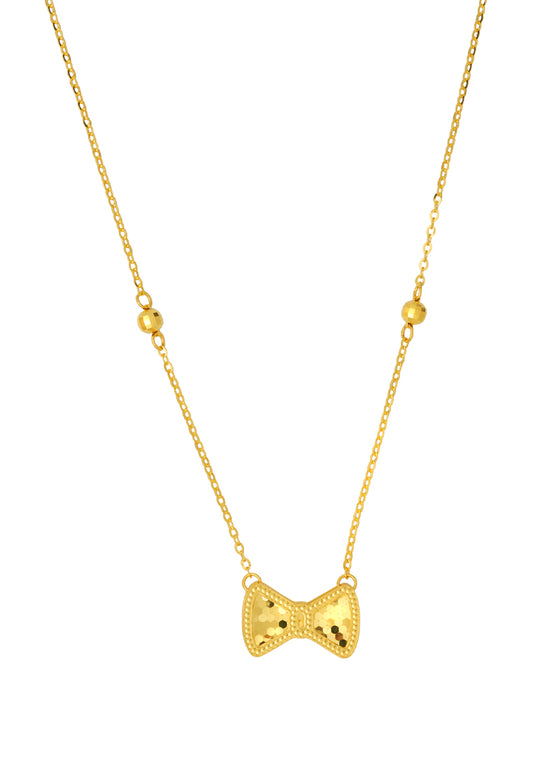 TOMEI Sparkling  Bow Tie Necklace, Yellow Gold 999 (5G)