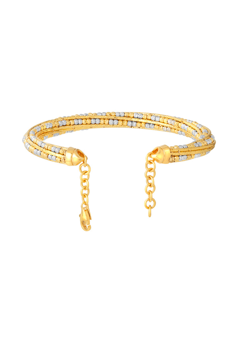 TOMEI Lusso Italia Dual-Tone Beads Bangle, Yellow Gold 916